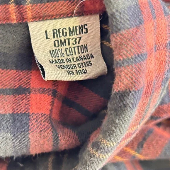 LL Bean Mens Flannel Shirt Mens Green Large - Picture 8 of 14